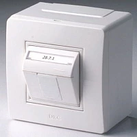 DKC Коробка в сборе с 1 розеткой RJ45, кат.5е (телефон / компьютер), белая