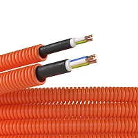 DKC Электротруба ПНД гибкая гофр. д.20мм, цвет оранжевый, с кабелем ВВГнг(А)-LS 3х2,5мм² РЭК "ГОСТ+",100м