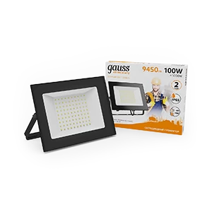 Gauss Прожектор Elementary 100W 9450lm 3000К 175-265V IP65 черный LED