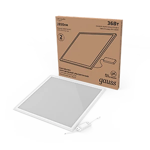 Gauss Светильник офисный 36W 2850lm 4000K IP40 595*595*7,2мм матовый с драйвером LED