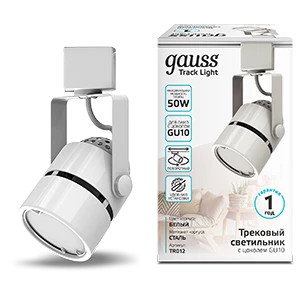 Gauss Светильник трековый цилиндр GU10 220V IP20 60*145мм белый однофазный