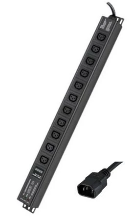 DKC Блок распределения питания (PDU) 0U 10A с индикацией и защитой, Вых:11 С13, Вх:С14