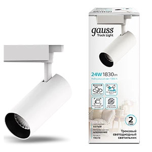 Gauss Светильник трековый цилиндр 24W 1830lm 4000K 180-240V IP20 65*210мм белый угол 24º LED