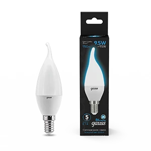 Gauss Лампа Свеча на ветру 9.5W 950lm 6500K E14 LED 1/10/50