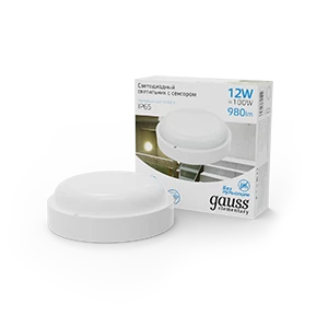 Gauss Св-к ЖКХ UNIVERSAL круг 12W 980lm 6500K 160-260V IP65 D160*53 белый с микровол сенс LED