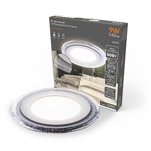 Gauss Светильник Bubbles круг 6+3W, 540lm 3000K 180-265V IP20 монтаж Ø120 144*31мм 3 режима LED