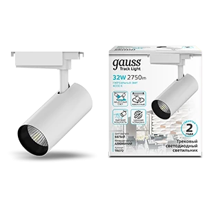 Gauss Светильник трековый цилиндр 32W 2750lm 4000K 180-240V IP20 75*220мм белый угол 24º LED