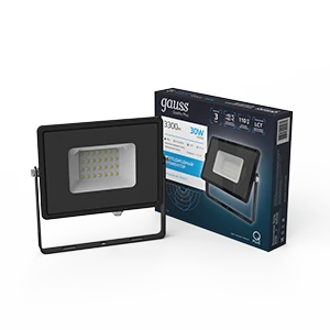 Gauss Прожектор Qplus 30W 3300lm 6500K 175-265V IP65 черный LED