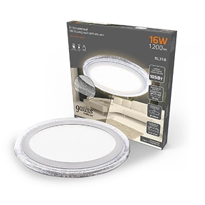 Gauss Светильник Bubbles круг 12+4W, 1200lm 3000K 180-265V IP20 монт Ø170 193*31мм 3 реж LED