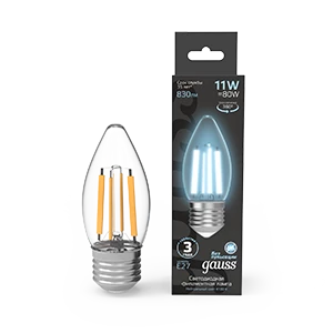Gauss Лампа Filament Свеча 7W 580lm 4100К Е27 LED 1/10/50