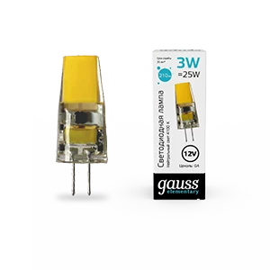 Gauss Лампа Elementary G4 12V 3W 210lm 4100K силикон LED 1/20/200