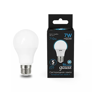 Gauss Лампа A60 7W 710lm 6500K E27 LED 1/10/50