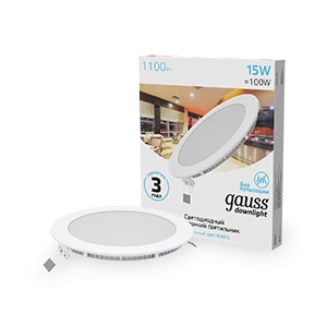 Gauss Светильник Slim круг 15W 1100lm 4000K 180-265V IP20 монтаж Ø155 170*22 LED