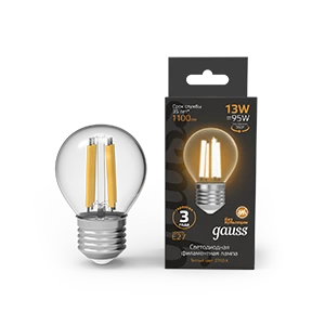 Gauss Лампа Filament Шар 13W 1100lm 2700К Е27 LED 1/10/50