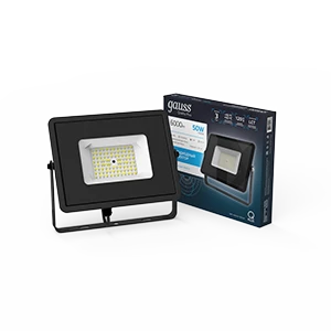 Gauss Прожектор Qplus 50W 6000lm 6500K 175-265V IP65 черный LED
