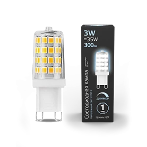 Gauss Лампа G9 AC185-265V 3W 300lm 4100K керамика диммируемая LED