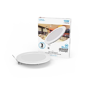 Gauss Светильник Slim круг 15W 1250lm 6500K 180-265V IP20 монтаж Ø155 170*22 LED