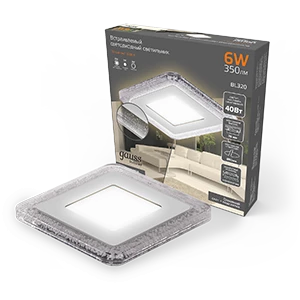 Gauss Светильник Bubbles кв3+3W, 350lm 3000K 180-265V IP20 монт Ø80 103*103*31мм 3 реж LED