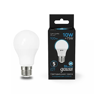 Gauss Лампа A60 10W 920lm 6500K E27 LED 1/10/50