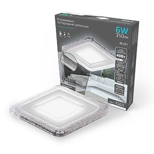 Gauss Светильник Bubbles кв3+3W, 350lm 4000K 180-265V IP20 монт Ø80 103*103*31мм 3 реж LED