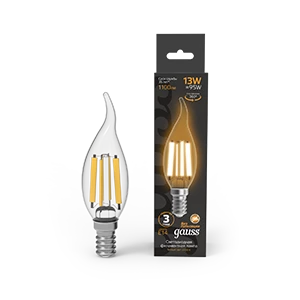 Gauss Лампа Filament Свеча на ветру 13W 1100lm 2700К Е14 LED 1/10/50