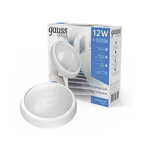 Gauss Светильник ЖКХ ECO 2.0 круг 12W 1000lm 6500K 160-260V IP54 D175*76мм белый