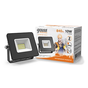 Gauss Прожектор Elementary 10W 840lm 3000К 200-240V IP65 черный LED