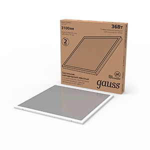 Gauss Светильник светодиодный IP20 595*595*19мм 36W 2900lm 4000K офисный призматический с выведеным кабелем