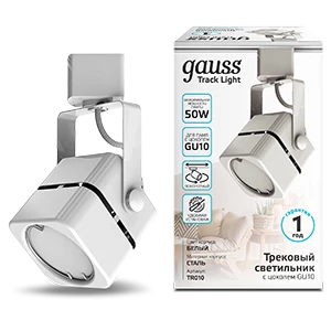 Gauss Светильник трековый куб GU10 220V IP20 60*145мм белый однофазный