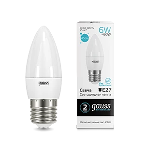 Gauss Лампа Elementary Свеча 6W 450lm 4100K Е27 LED