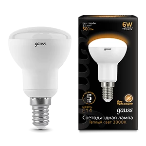 Gauss Лампа R50 6W 500lm 3000K Е14 LED