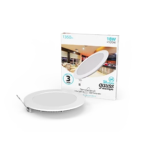 Gauss Светильник Slim круг 18W 1350lm 4000K 180-265V IP20 монтаж Ø210 225*22 LED