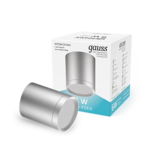 Gauss Светильник Overhead накл цил 6W 420lm 4100K 170-240V IP20 68*75мм хром сатин с расс LED