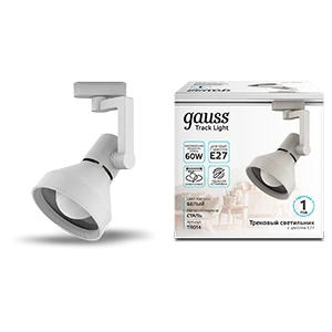 Gauss Светильник трековый конус E27 220V IP20 112*230мм белый однофазный