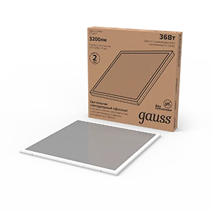 Gauss Светильник светодиодный IP20 595*595*19мм 36W 2950lm 6500K офисный призматический с выведеным кабелем