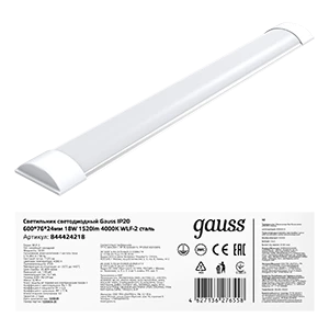 Gauss Светильник светодиодный IP40 600*76*24мм 18W 1520lm 4000K WLF-2 сталь