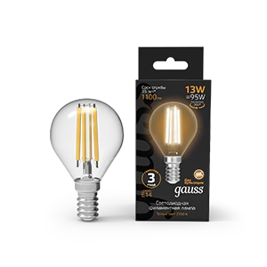 Gauss Лампа Filament Шар 13W 1100lm 2700К Е14 LED 1/10/50