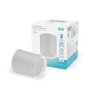 Gauss Светильник Overhead накл цил 6W 420lm 4100K 170-240V IP20 68*75мм белый с расс LED