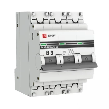 EKF PROxima ВА 47-63 Автоматический выключатель  (B) 3P 3А 4,5kA