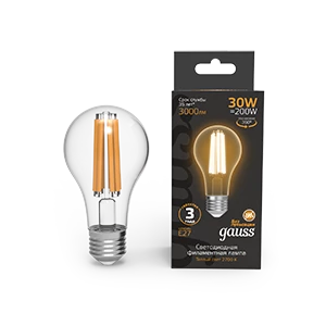 Gauss Лампа Filament А70 30W 3000lm 2700К Е27 LED 1/10/40