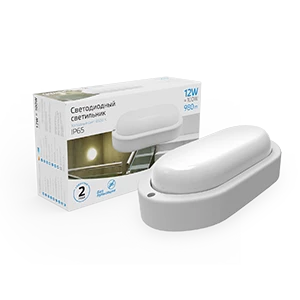 Gauss Светильник ЖКХ UNIVERSAL овал 12W 980lm 6500K 160-260V IP65 198*96*53 белый LED