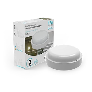 Gauss Св-к ЖКХ UNIVERSAL круг 12W 940lm 4000K 160-260V IP65 D160*53 белый с микровол сенс LED