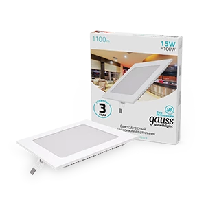 Gauss Светильник Slim квадрат 15W 1100lm 4000K 180-265V IP20 монтаж Ø155*155 170*170*22 LED
