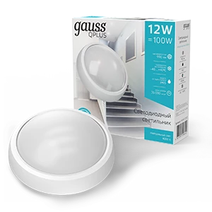 Gauss Светильник ЖКХ ECO 2.0 круг 12W 990lm 4000K 160-260V IP54 D175*76мм белый
