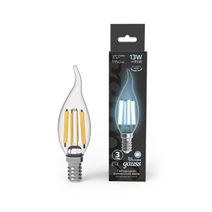 Gauss Лампа Filament Свеча на ветру 13W 1150lm 4100К Е14 LED 1/10/50