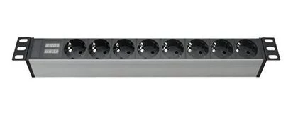 DKC Блок распределения питания (PDU) 19" 16A с индикацией, Вых:8 Schuko, Вх:Schuko