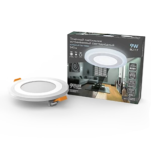 Gauss Светильник Backlight круг 6+3W 540lm 4000K 180-265V IP20 монт Ø120 145*31мм 3 реж LED