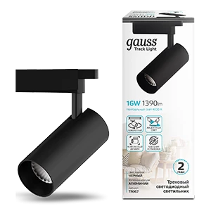 Gauss Светильник трековый цилиндр 16W 1390lm 4000K 180-240V IP20 65*210мм черный угол 24º LED
