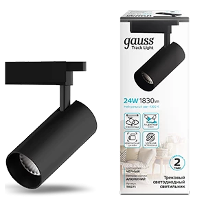 Gauss Светильник трековый цилиндр 24W 1830lm 4000K 180-240V IP20 65*210мм черный угол 24º LED