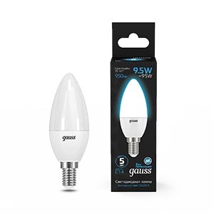 Gauss Лампа Свеча 9.5W 950lm 6500К E14 LED 1/10/100